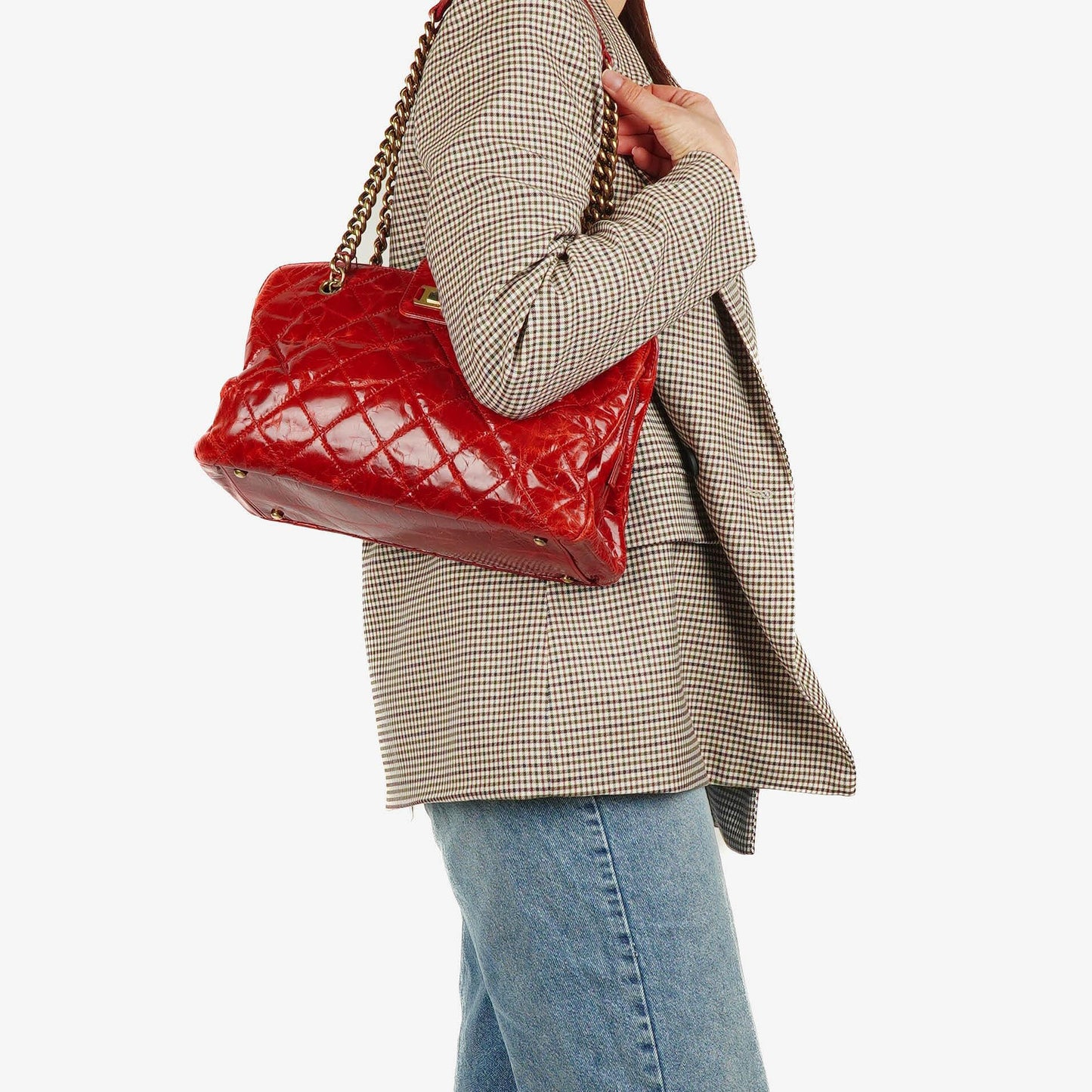 Chanel Reissue Tote Bag aus glänzendem Crackled-Kalbsleder