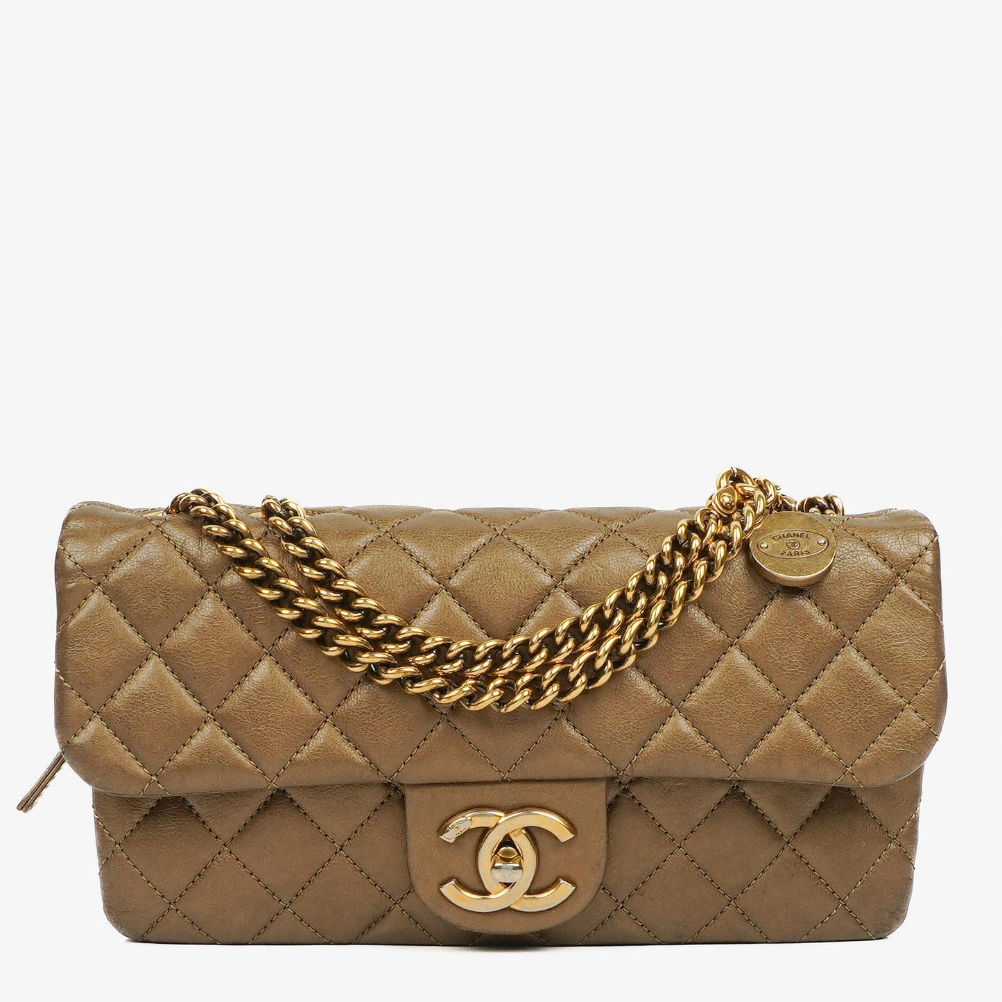 Chanel Medium Crown Single Flap Tasche aus goldenem Kalbsleder