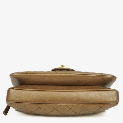 Chanel Medium Crown Single Flap Tasche aus goldenem Kalbsleder