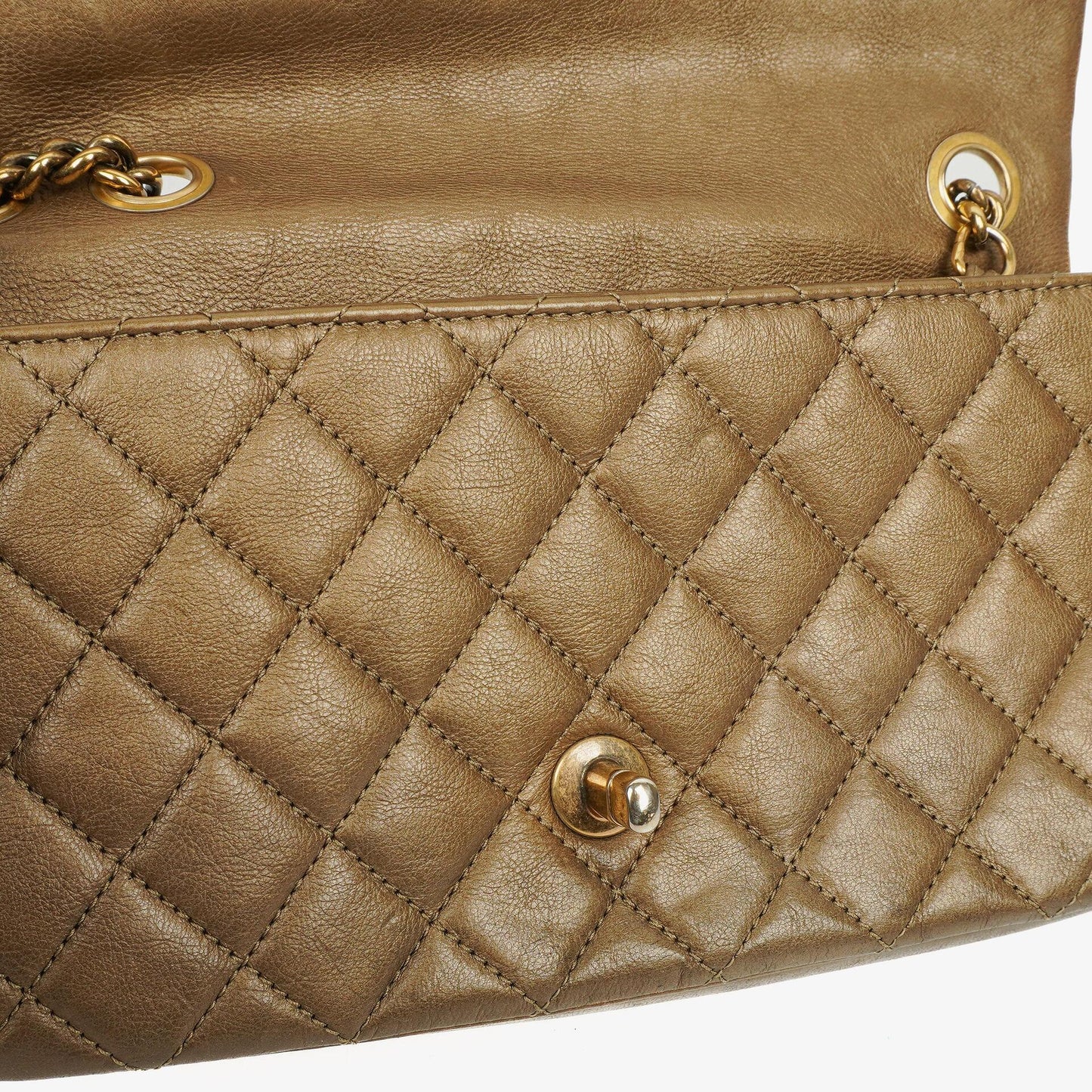 Chanel Medium Crown Single Flap Tasche aus goldenem Kalbsleder