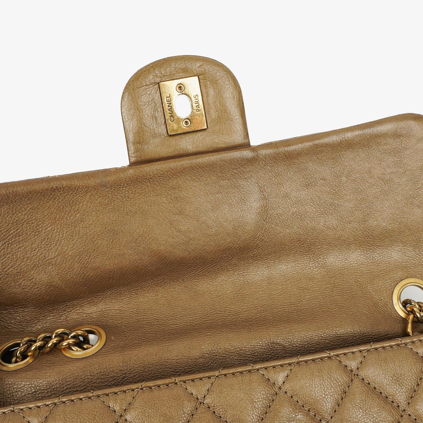 Chanel Medium Crown Single Flap Tasche aus goldenem Kalbsleder