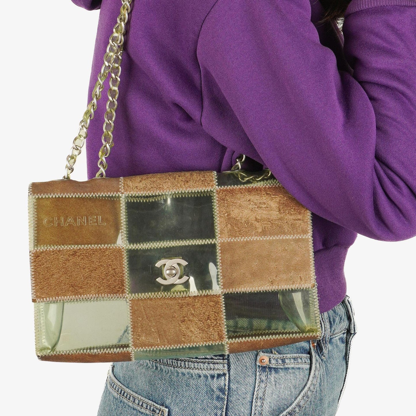 Chanel Naked Patchwork Flap Tasche aus grün-braunem PVC und Leder