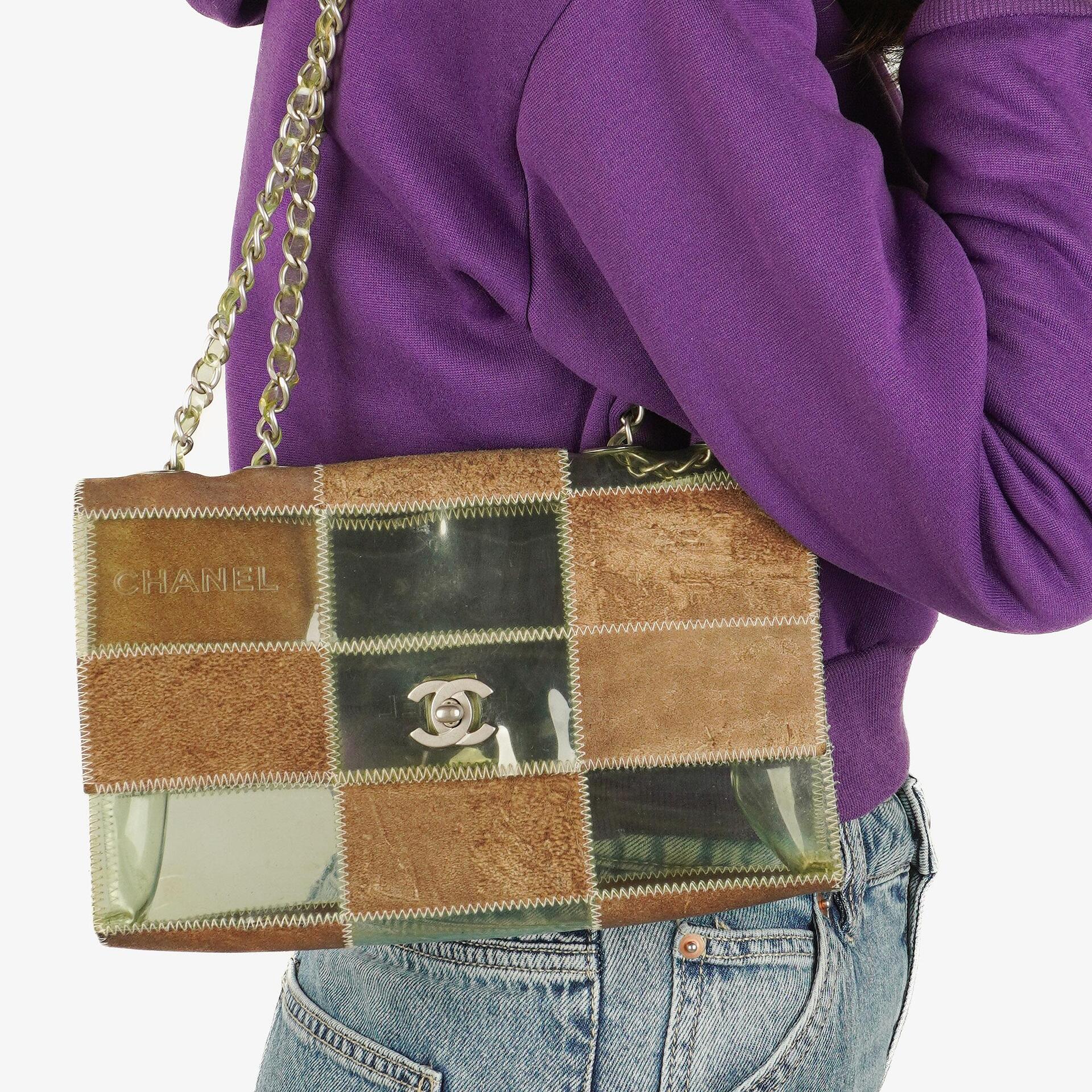 Chanel Naked Patchwork Flap Tasche aus grün-braunem PVC und Leder
