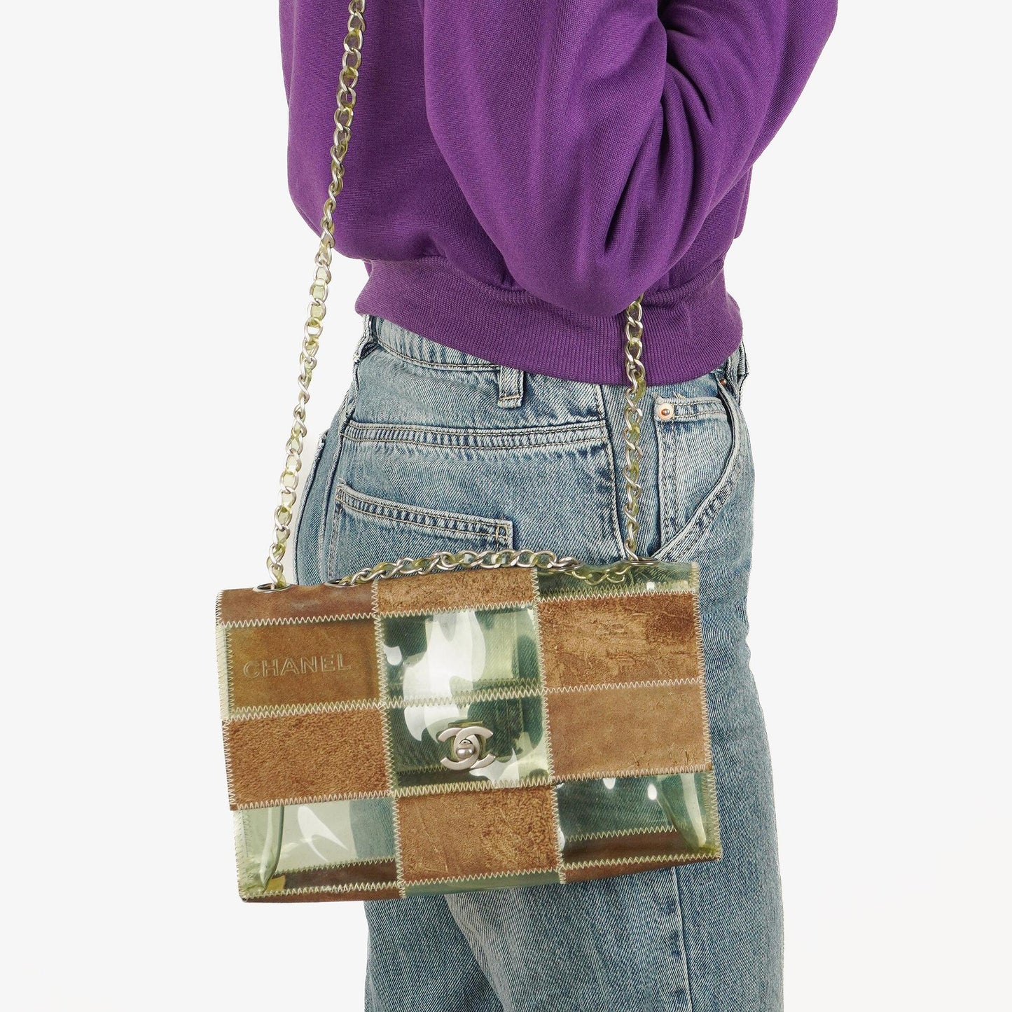 Chanel Naked Patchwork Flap Tasche aus grün-braunem PVC und Leder