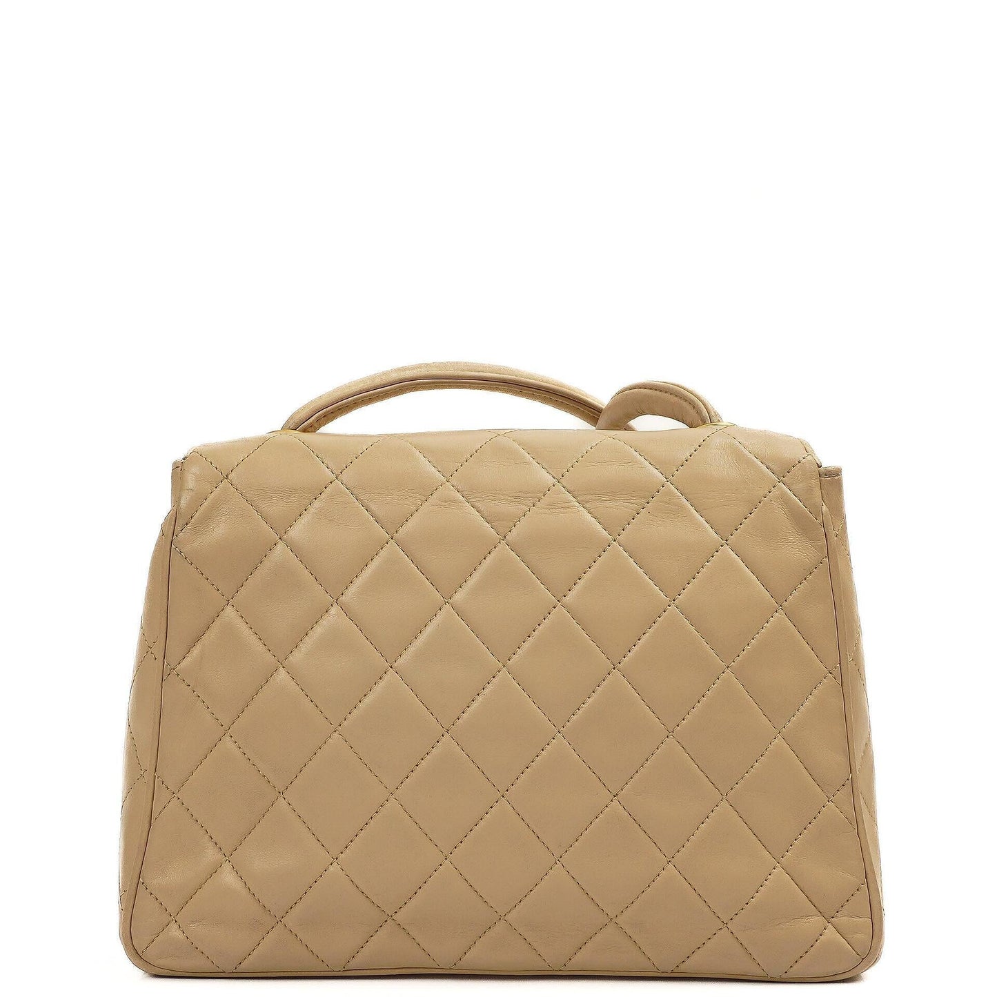 Chanel Halbmond Klappentasche Beige Gepolstertes Lammleder 24K Gold-Hardware