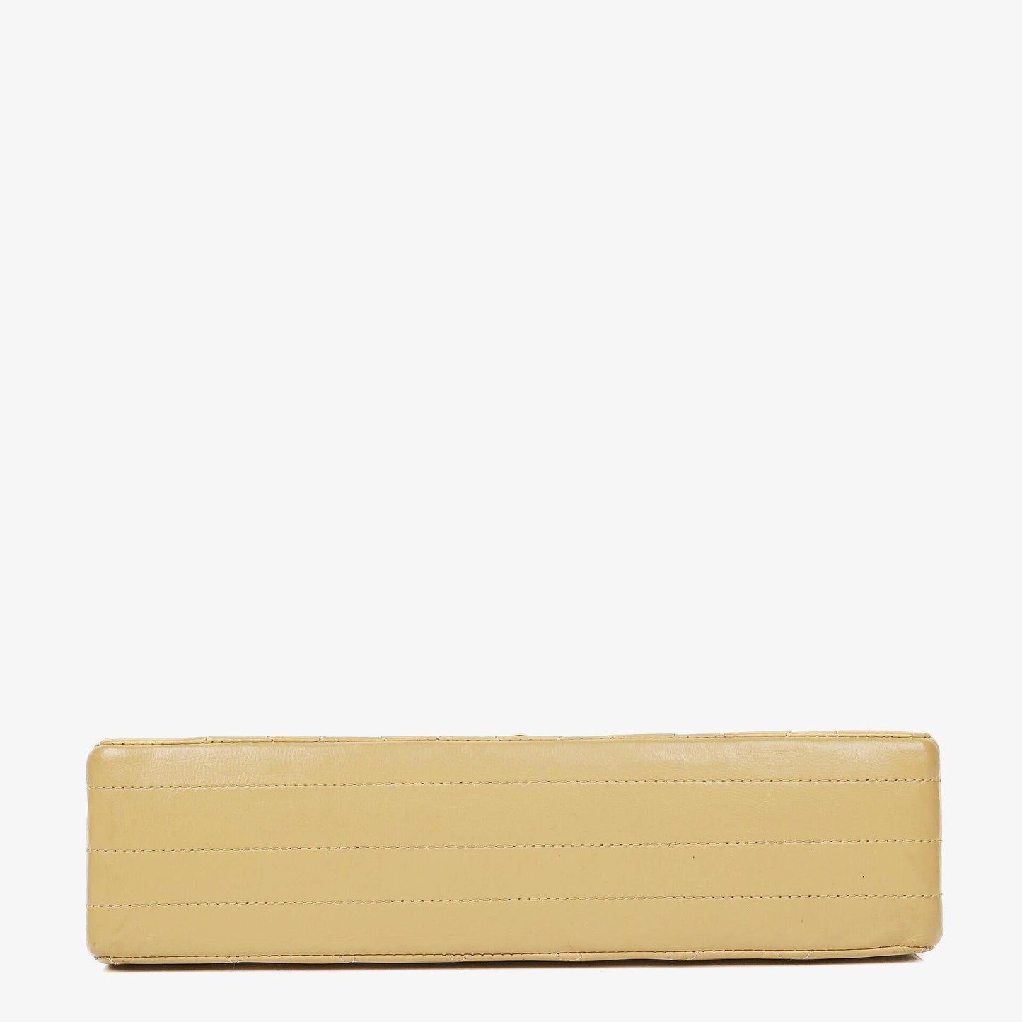 Chanel Halbmond Flap Bag aus beigem gestepptem Lammleder mit 24K vergoldeter Hardware