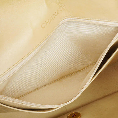 Chanel Half Moon Flap Tasche aus beigem gestepptem Lammleder mit 24K vergoldeten Beschlägen