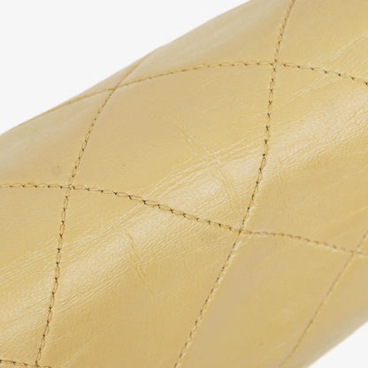 Chanel Half Moon Flap Tasche aus beigem gestepptem Lammleder mit 24K vergoldeten Beschlägen