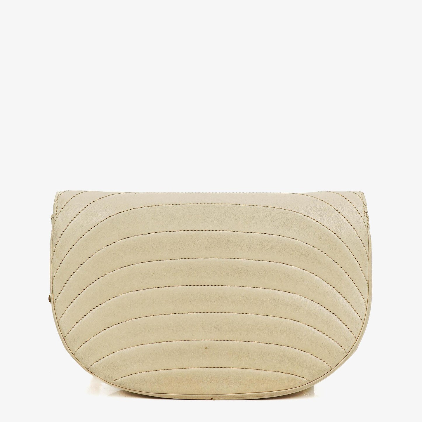 Chanel Halbmond Flap Bag aus beigem gestepptem Lammleder