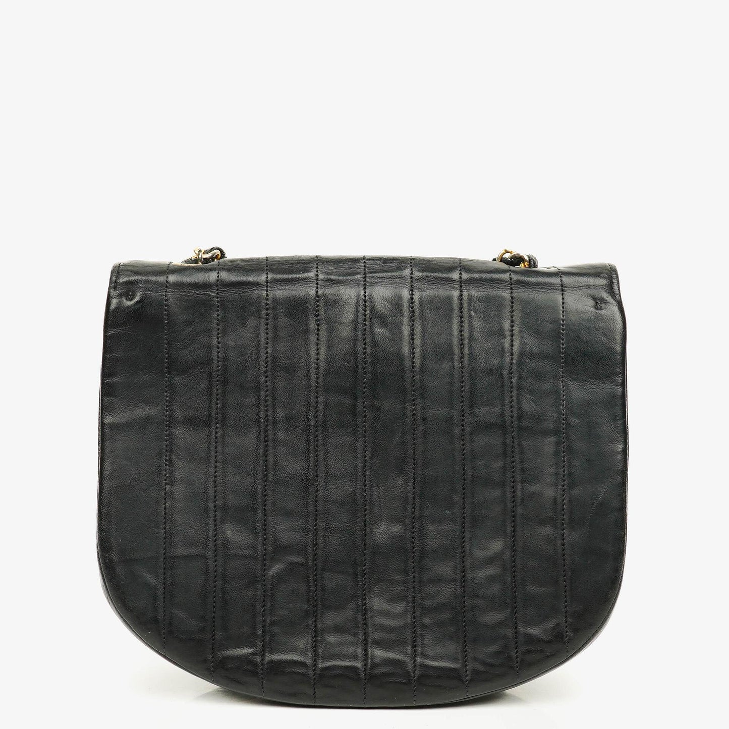 Chanel Halbmond Tasche aus gestepptem Lammleder in Schwarz mit 24K-vergoldeten Beschlägen