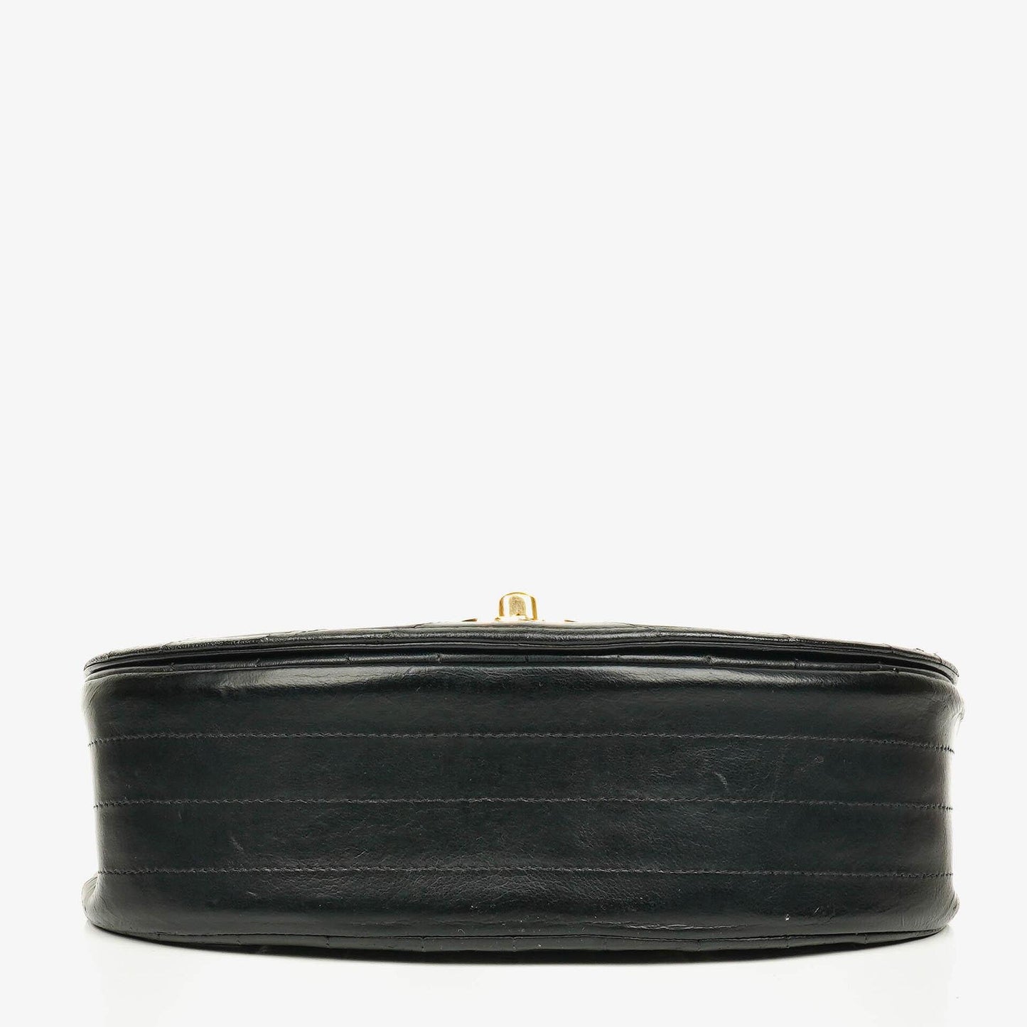 Chanel Halbmond Tasche aus gestepptem Lammleder in Schwarz mit 24K-vergoldeten Beschlägen