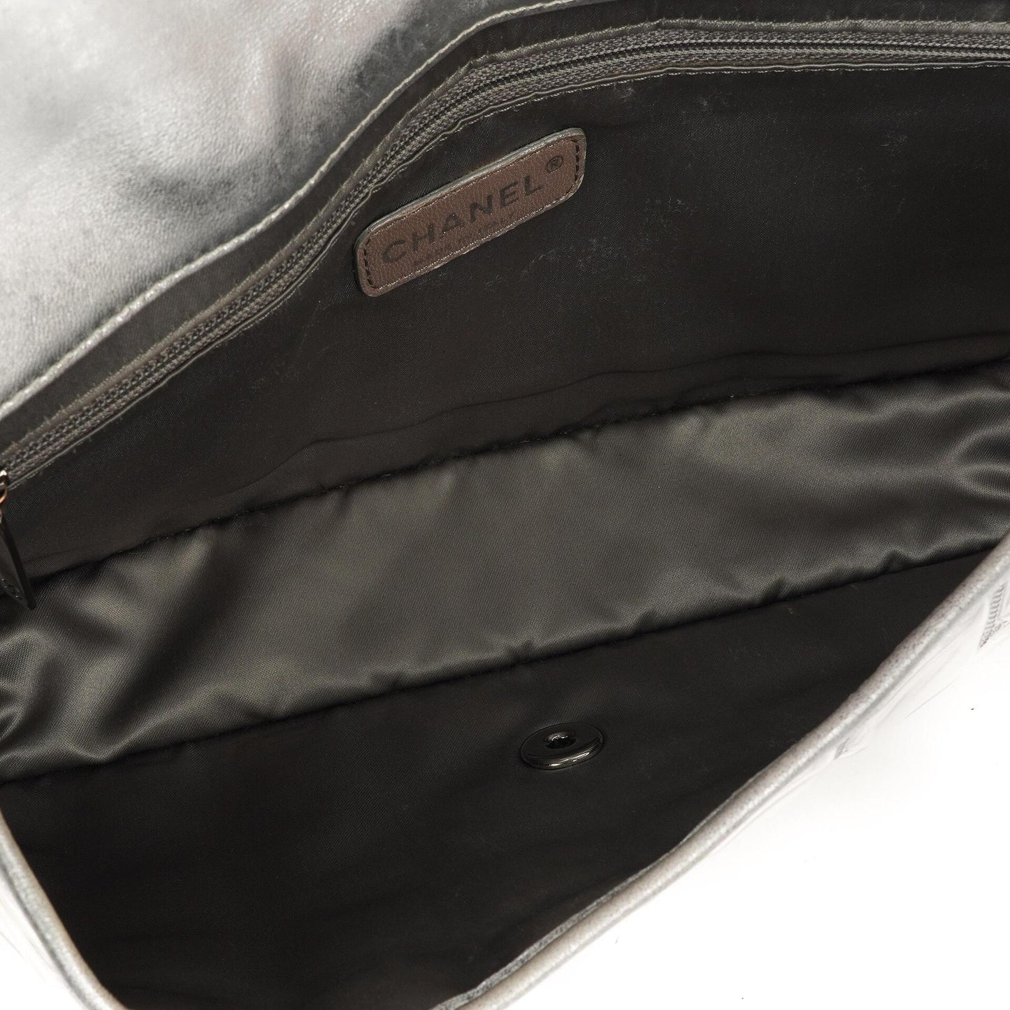 Chanel Ice Cube Flap Bag aus verspiegeltem Vinyl und silbernem Metallic-Leder mit silberfarbener Hardware