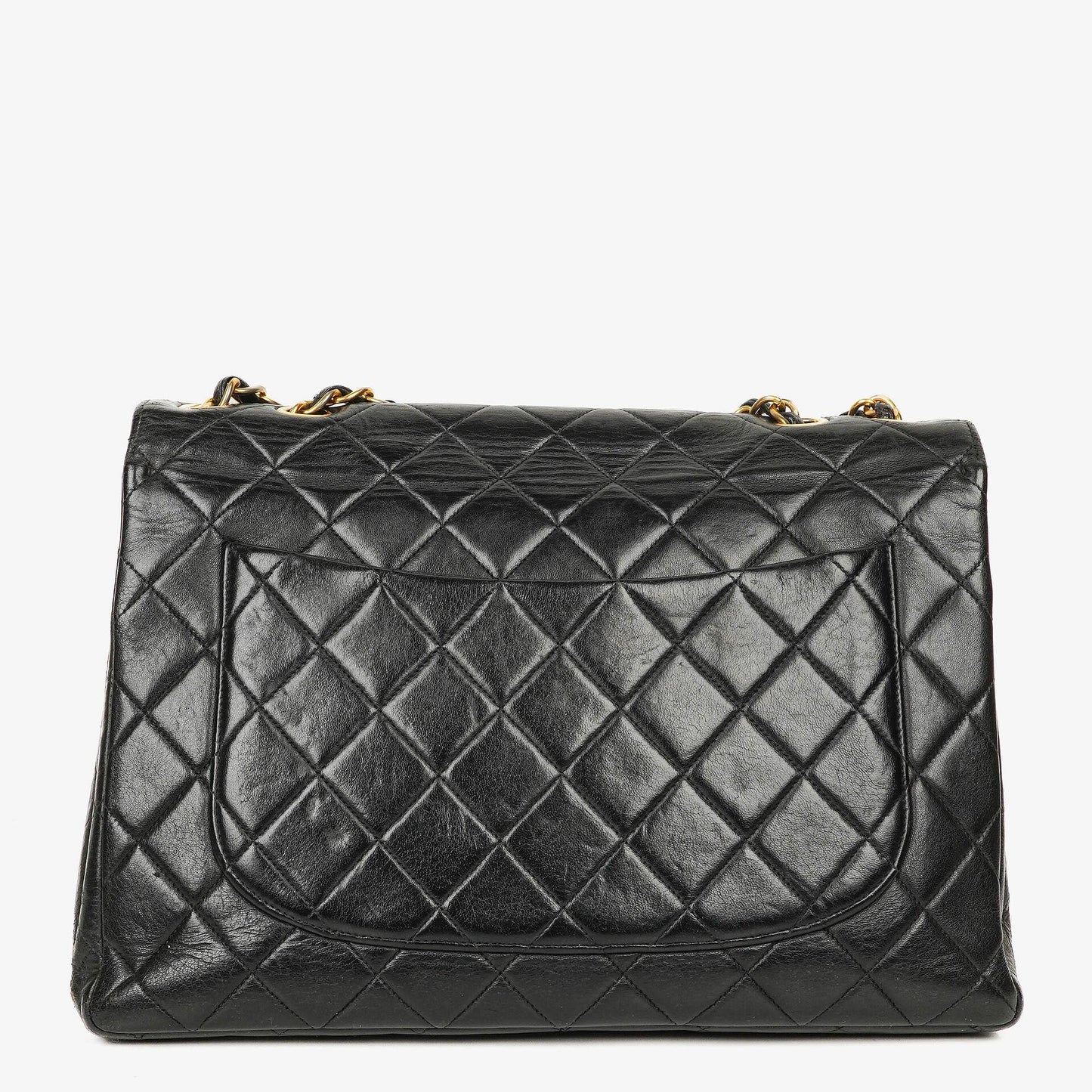 Chanel Jumbo CC Klassische Einzelklappe Tasche Schwarz Gestepptes Lammleder 24K Vergoldete Beschläge