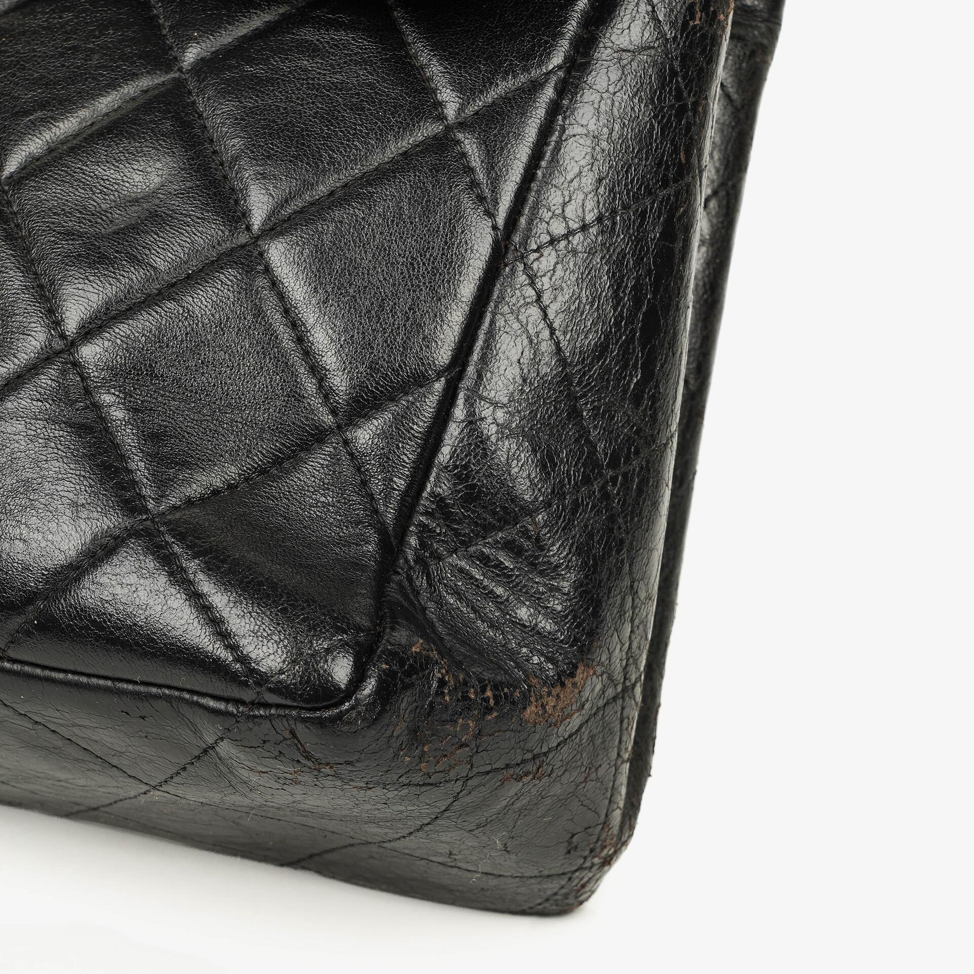 Chanel Jumbo CC Klassische Einzelklappe Tasche Schwarz Gestepptes Lammleder 24K Vergoldete Beschläge