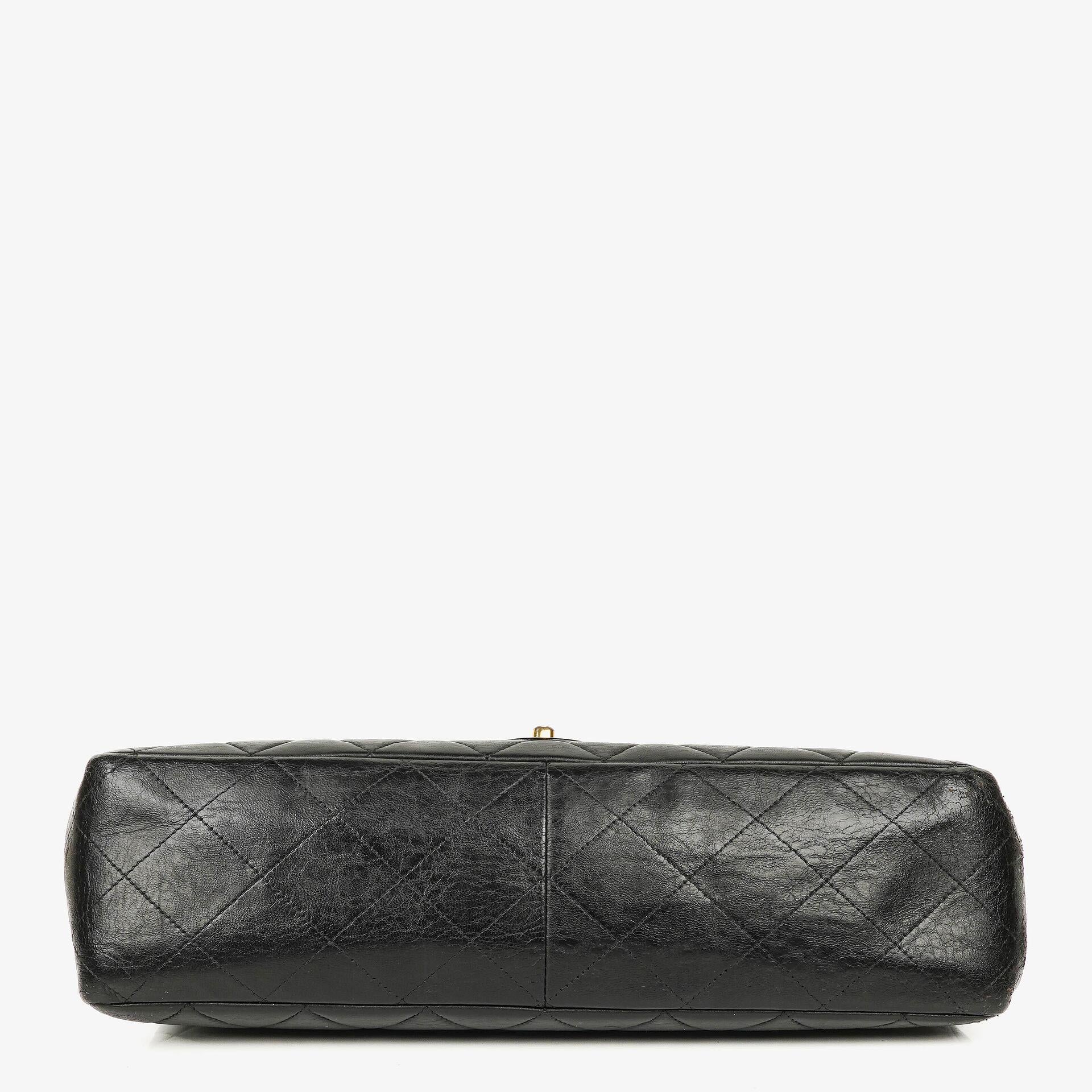 Chanel Jumbo CC Klassische Einzelklappe Tasche Schwarz Gestepptes Lammleder 24K Vergoldete Beschläge