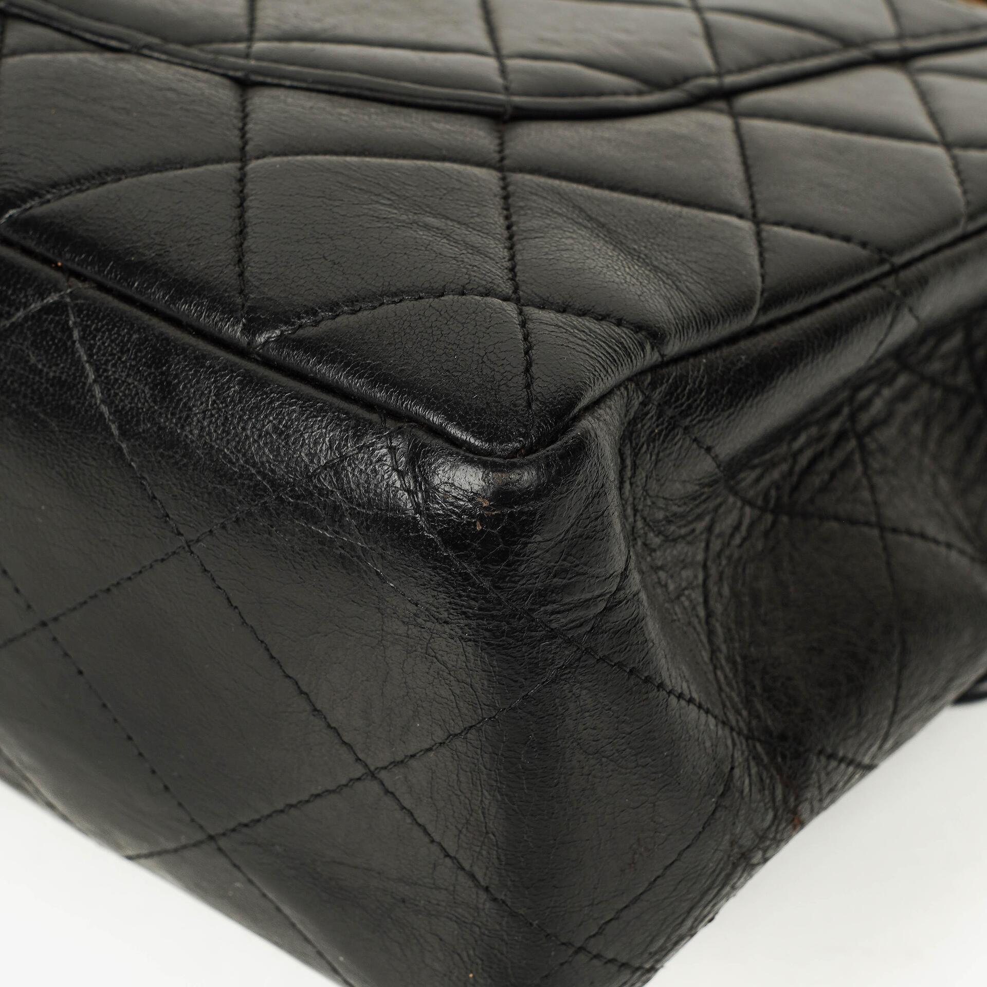 Chanel Jumbo CC Klassische Einzelklappe Tasche Schwarz Gestepptes Lammleder 24K Vergoldete Beschläge
