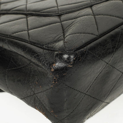 Chanel Jumbo CC Klassische Einzelklappe Tasche Schwarz Gestepptes Lammleder 24K Vergoldete Beschläge