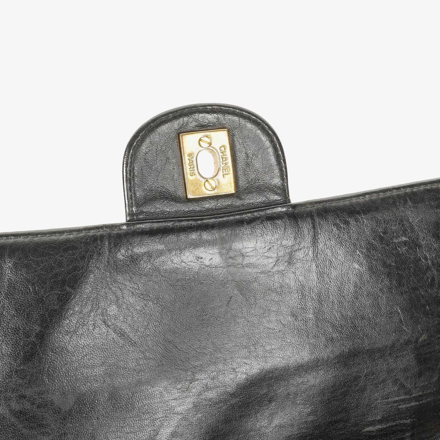 Chanel Jumbo CC Klassische Einzelklappe Tasche Schwarz Gestepptes Lammleder 24K Vergoldete Beschläge