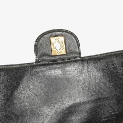 Chanel Jumbo CC Klassische Einzelklappe Tasche Schwarz Gestepptes Lammleder 24K Vergoldete Beschläge