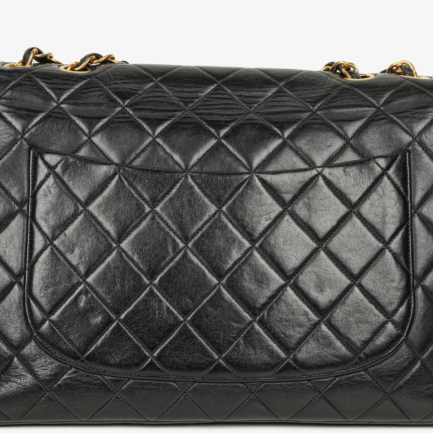 Chanel Jumbo CC Klassische Einzelklappe Tasche Schwarz Gestepptes Lammleder 24K Vergoldete Beschläge