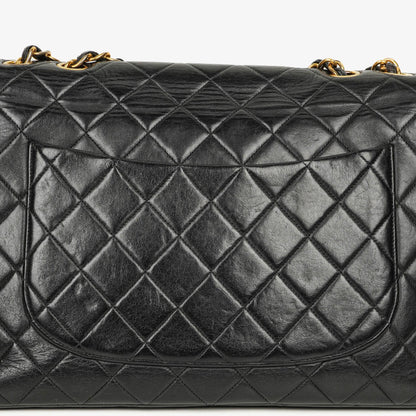 Chanel Jumbo CC Klassische Einzelklappe Tasche Schwarz Gestepptes Lammleder 24K Vergoldete Beschläge