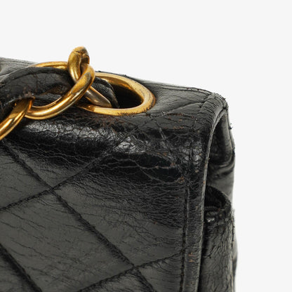 Chanel Jumbo CC Klassische Einzelklappe Tasche Schwarz Gestepptes Lammleder 24K Vergoldete Beschläge