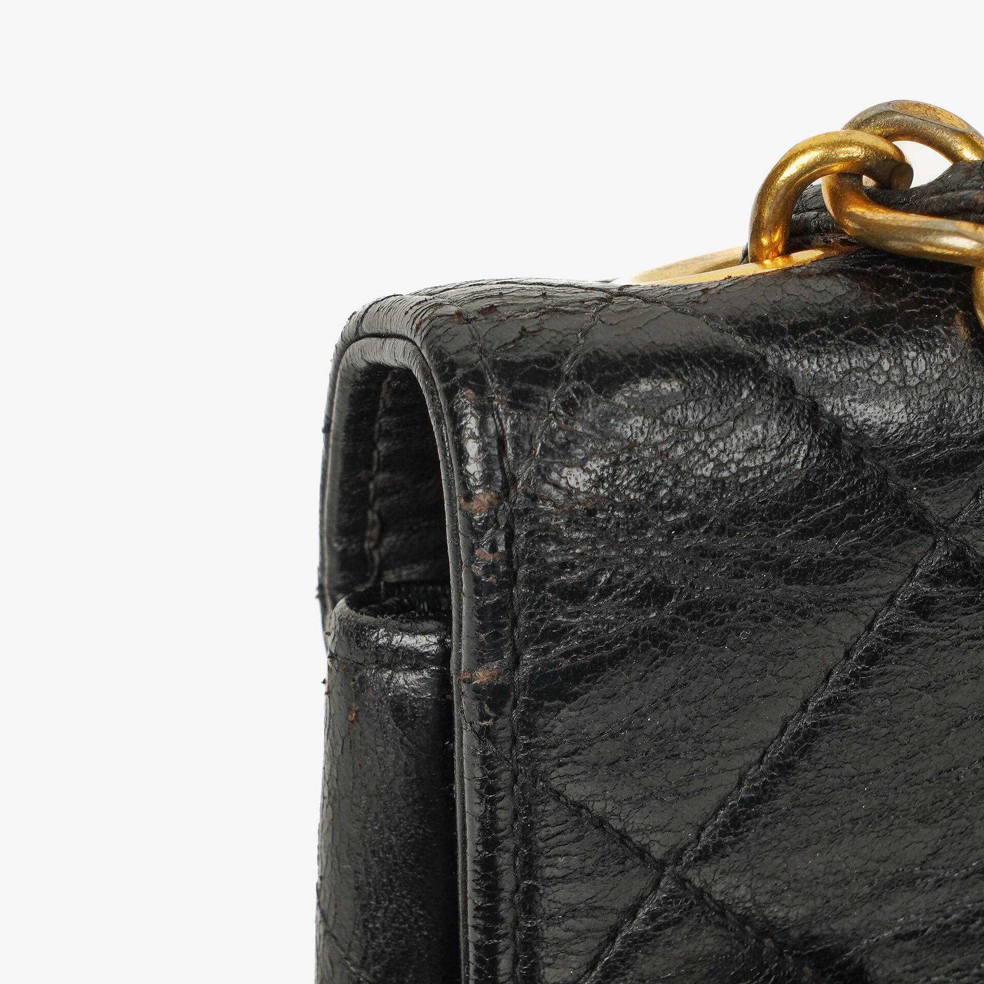 Chanel Jumbo CC Klassische Einzelklappe Tasche Schwarz Gestepptes Lammleder 24K Vergoldete Beschläge