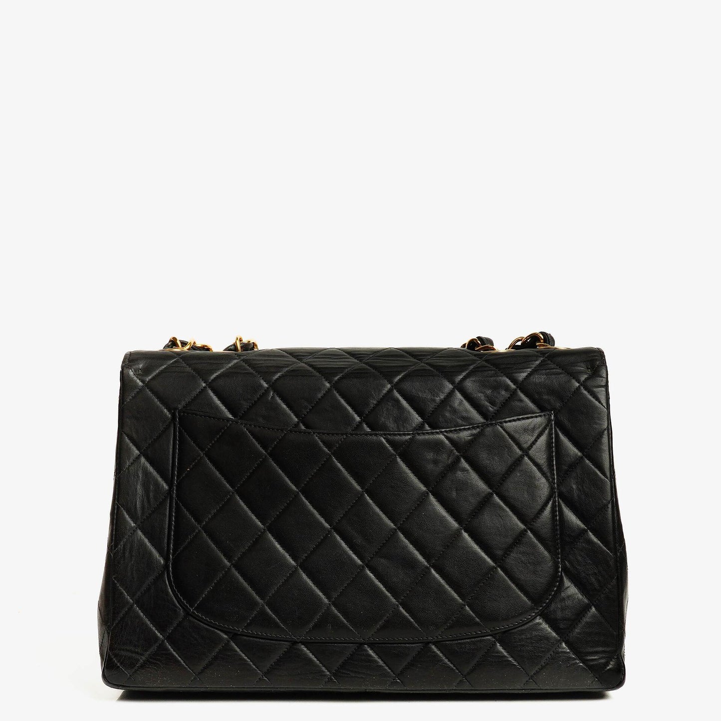 Chanel Jumbo CC Classic Single Flap Tasche aus schwarzem gestepptem Lammleder mit 24K vergoldeter Hardware