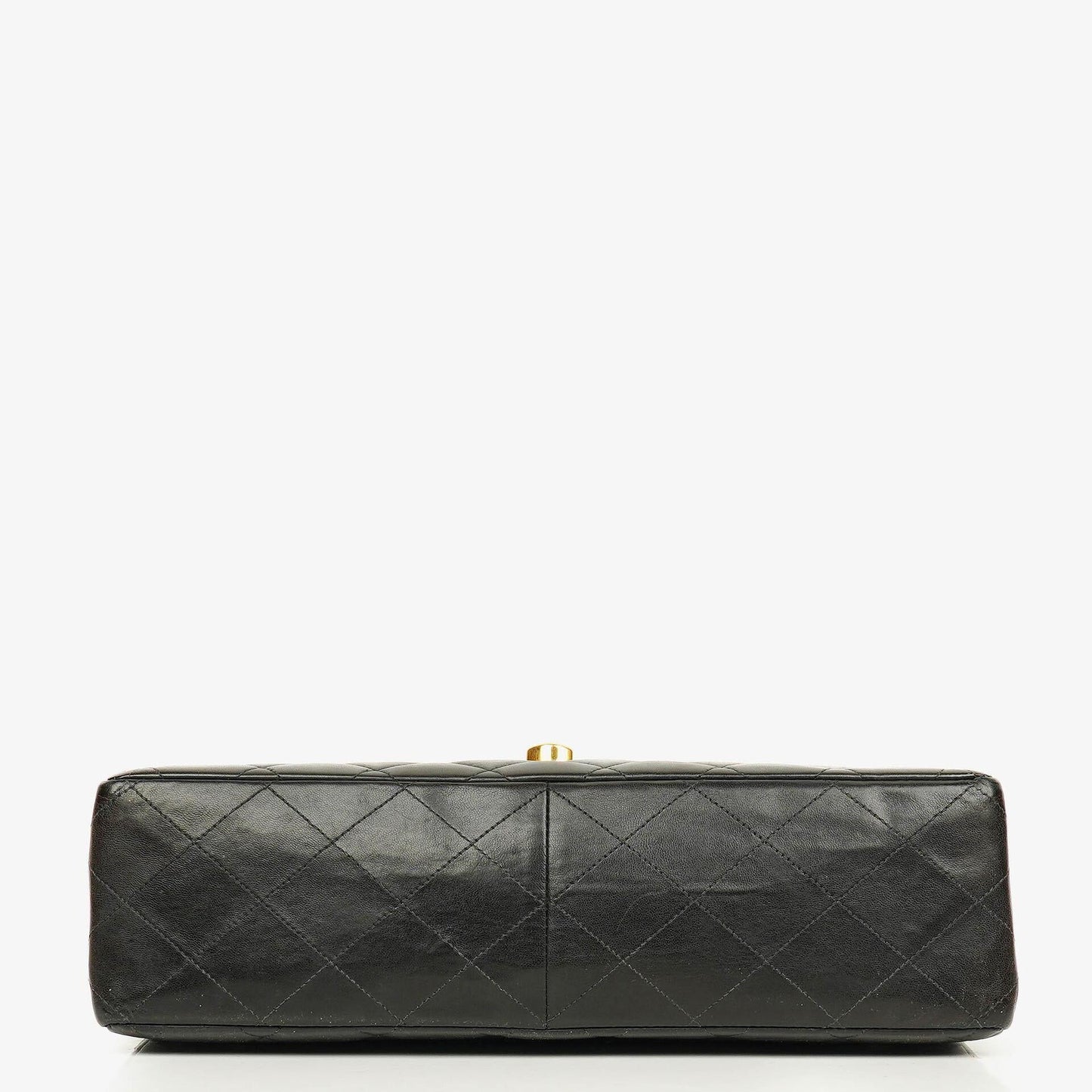 Chanel Jumbo CC Classic Single Flap Tasche aus schwarzem gestepptem Lammleder mit 24K vergoldeter Hardware
