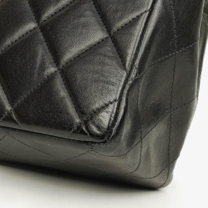 Chanel Jumbo CC Classic Single Flap Tasche aus schwarzem gestepptem Lammleder mit 24K vergoldeter Hardware