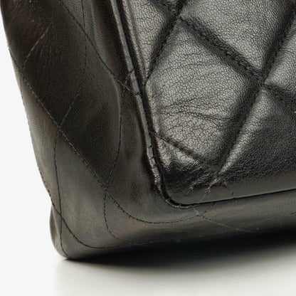 Chanel Jumbo CC Classic Single Flap Tasche aus schwarzem gestepptem Lammleder mit 24K vergoldeter Hardware