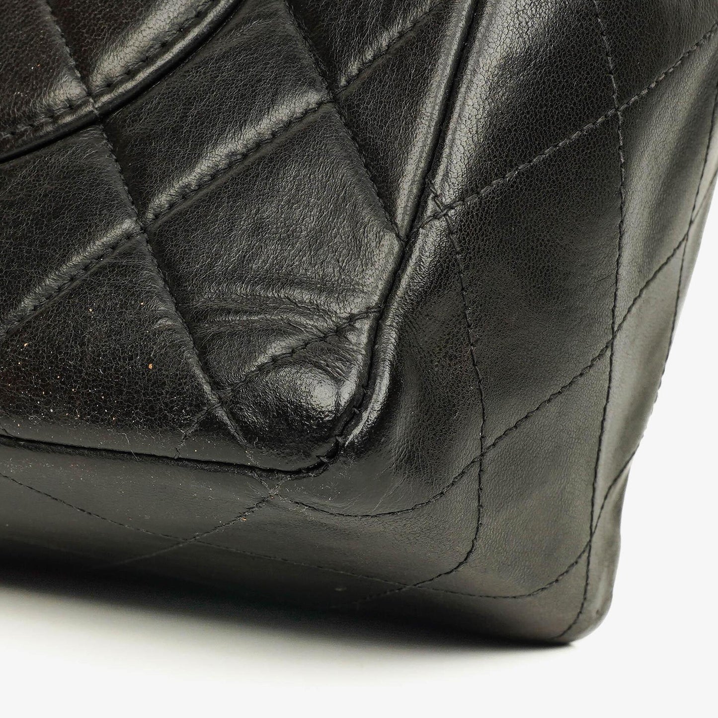 Chanel Jumbo CC Classic Single Flap Tasche aus schwarzem gestepptem Lammleder mit 24K vergoldeter Hardware