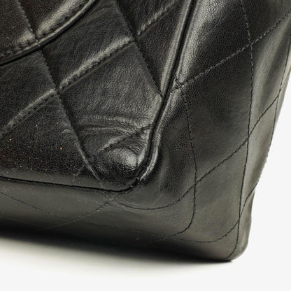 Chanel Jumbo CC Classic Single Flap Tasche aus schwarzem gestepptem Lammleder mit 24K vergoldeter Hardware