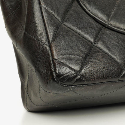 Chanel Jumbo CC Classic Single Flap Tasche aus schwarzem gestepptem Lammleder mit 24K vergoldeter Hardware