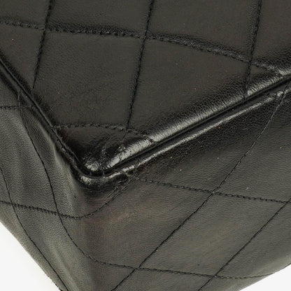 Chanel Jumbo CC Classic Single Flap Tasche aus schwarzem gestepptem Lammleder mit 24K vergoldeter Hardware