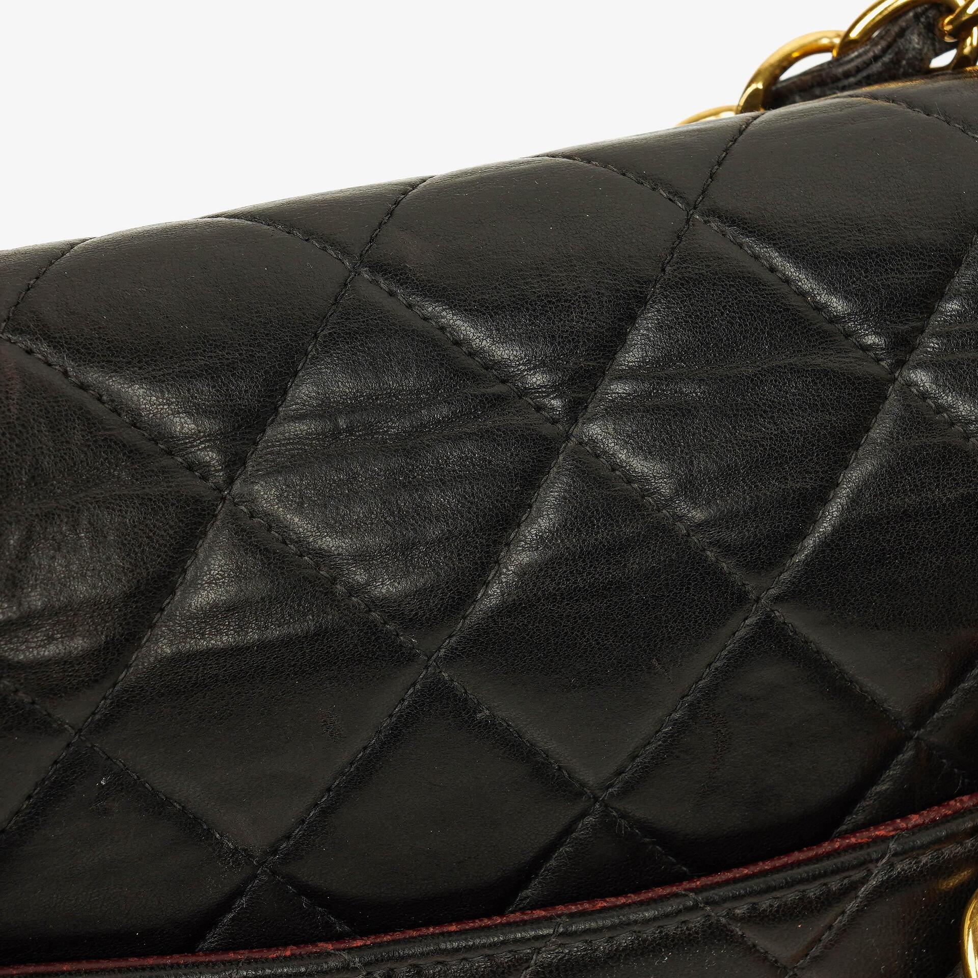 Chanel Jumbo CC Classic Single Flap Tasche aus schwarzem gestepptem Lammleder mit 24K vergoldeter Hardware