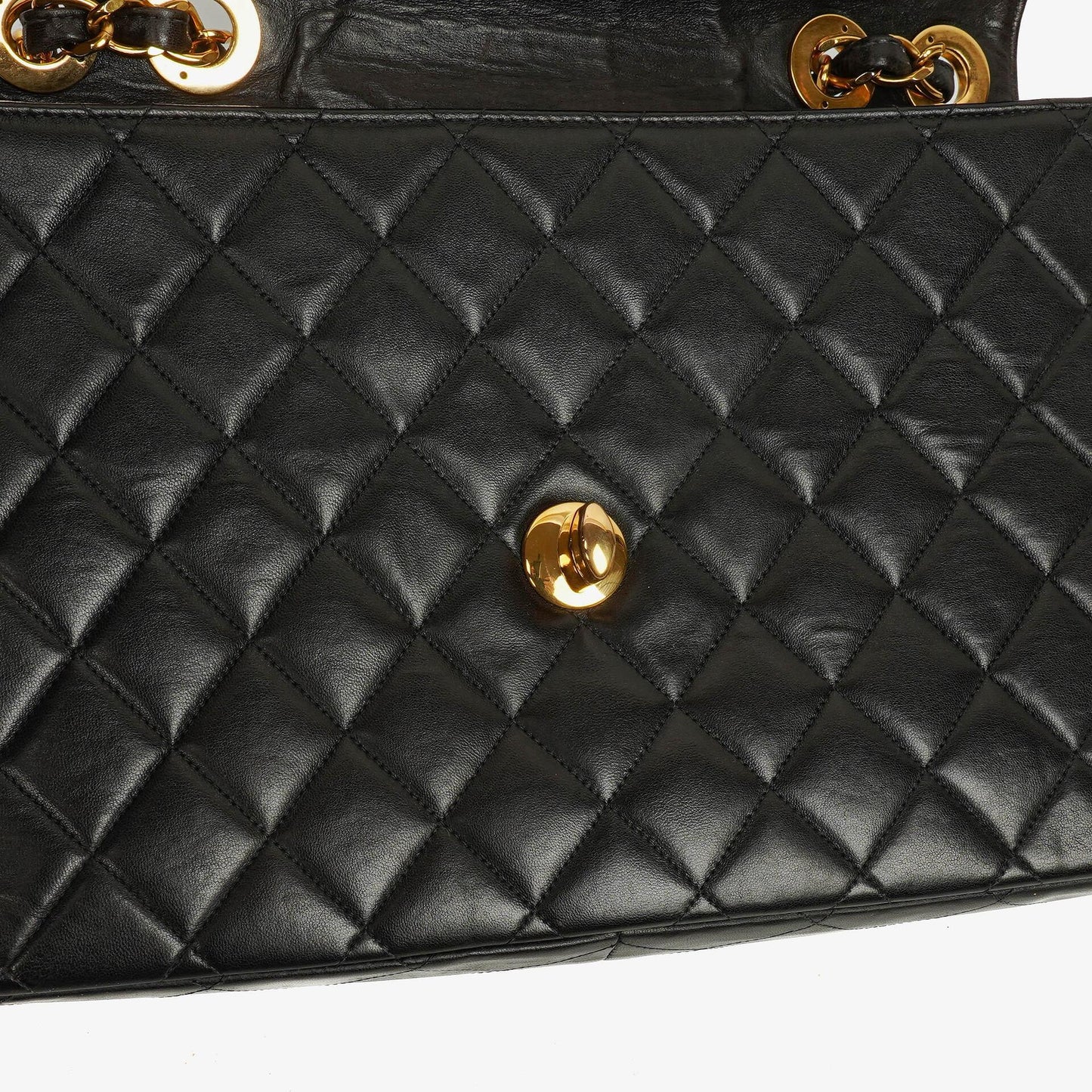 Chanel Jumbo CC Classic Single Flap Tasche aus schwarzem gestepptem Lammleder mit 24K vergoldeter Hardware
