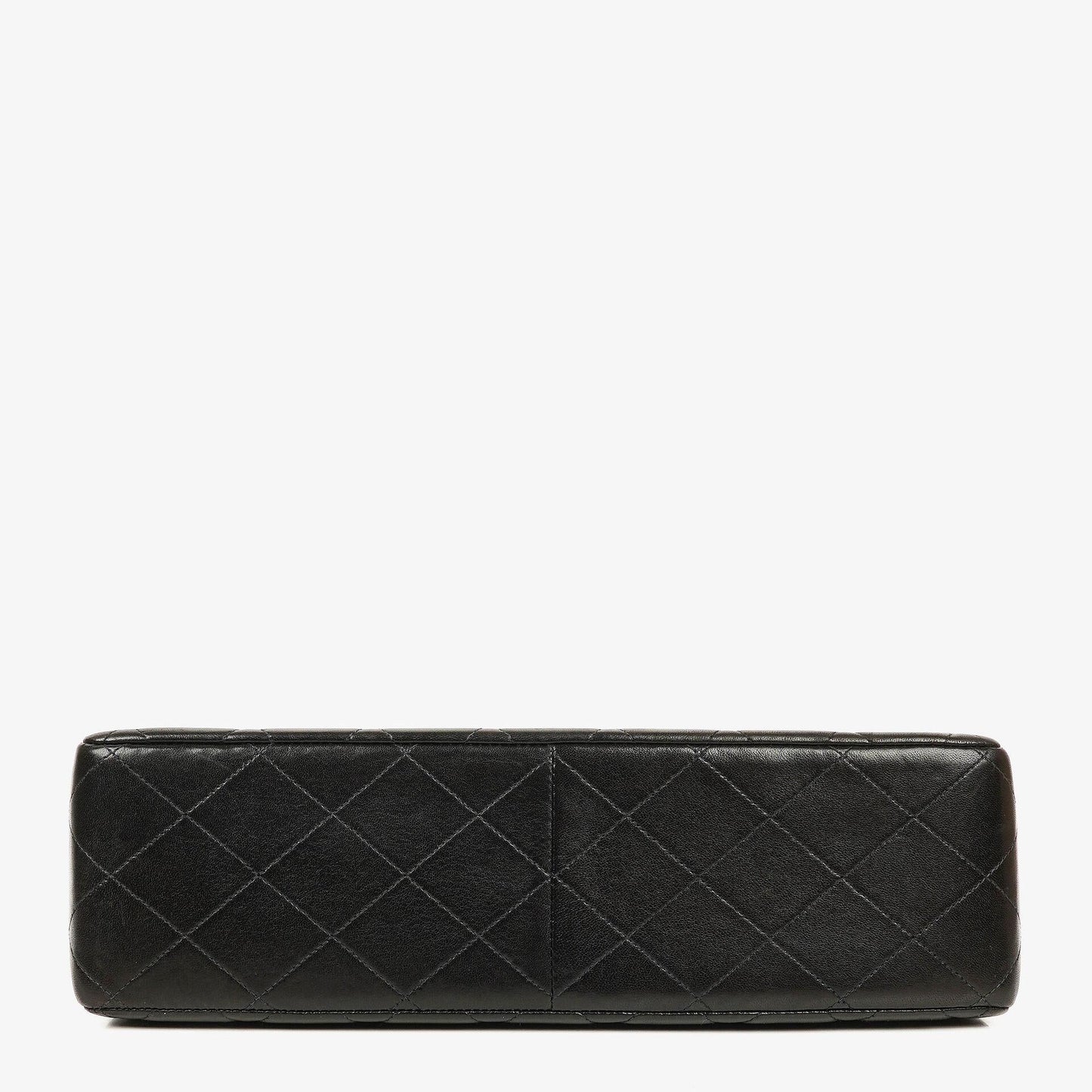 Chanel Jumbo CC Classic Single Flap Maxi Logo Tasche aus schwarzem gestepptem Lammleder mit 24K vergoldeten Beschlägen