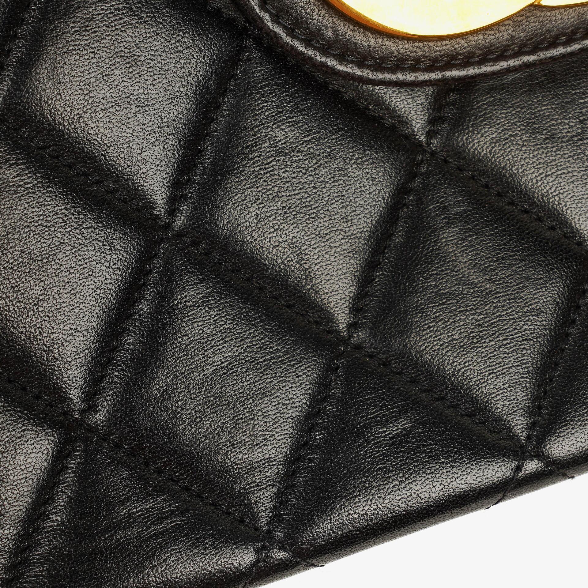 Chanel Jumbo CC Classic Single Flap Maxi Logo Tasche aus schwarzem gestepptem Lammleder mit 24K vergoldeten Beschlägen