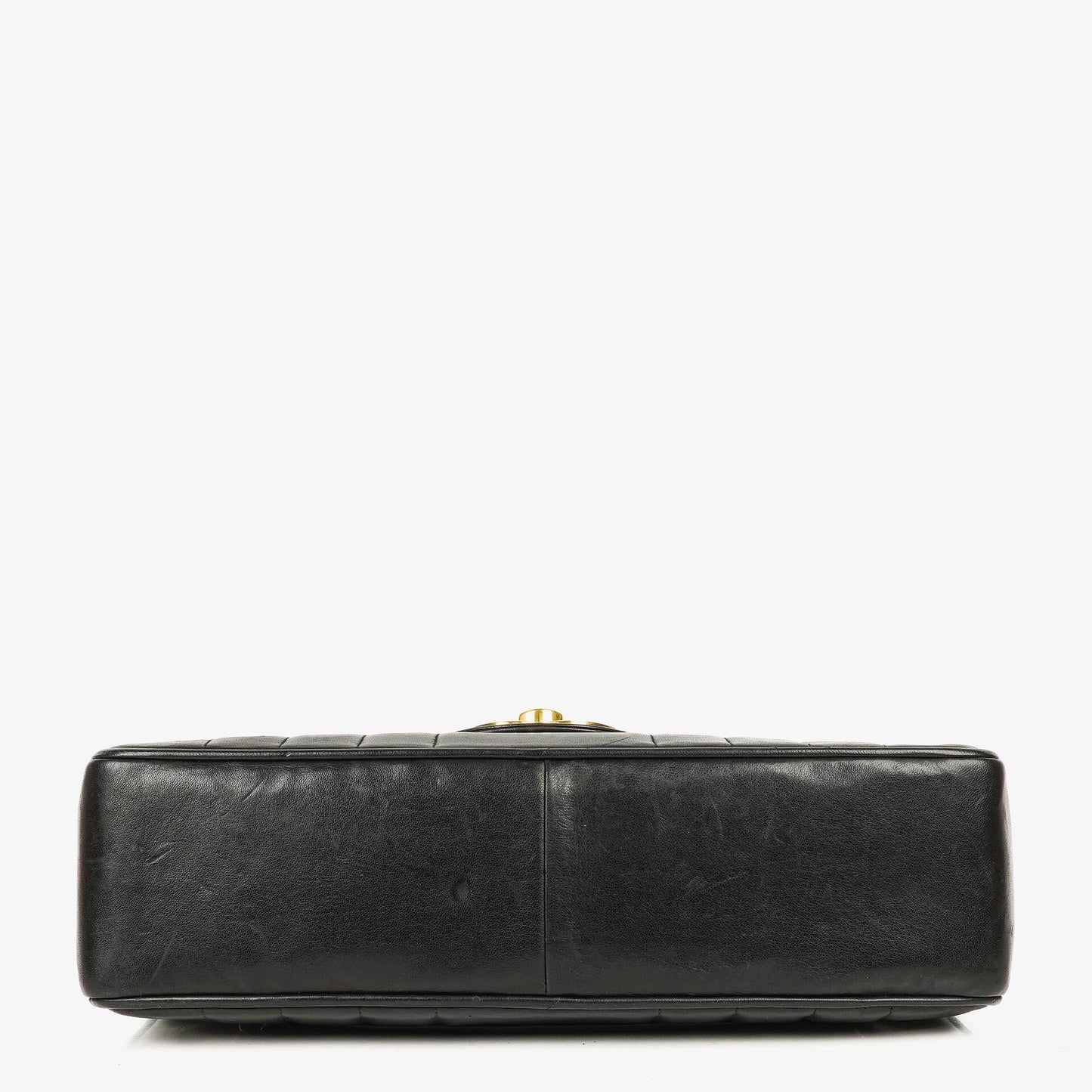Chanel Jumbo CC Vertikal Tasche aus schwarzem gestepptem Lammleder mit 24K vergoldeten Beschlägen