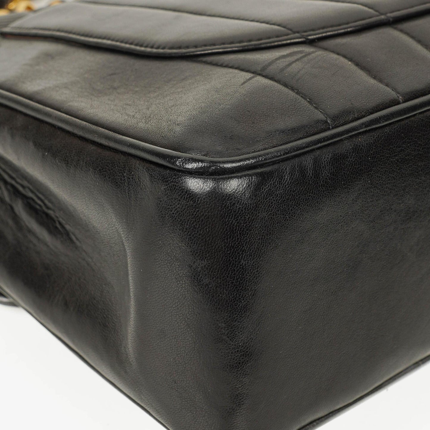 Chanel Jumbo CC Vertikal Tasche aus schwarzem gestepptem Lammleder mit 24K vergoldeten Beschlägen