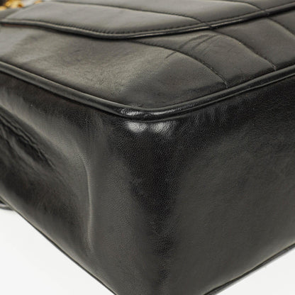 Chanel Jumbo CC Vertikal Tasche aus schwarzem gestepptem Lammleder mit 24K vergoldeten Beschlägen