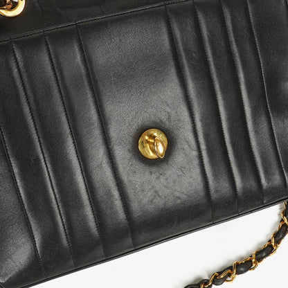 Chanel Jumbo CC Vertikal Tasche aus schwarzem gestepptem Lammleder mit 24K vergoldeten Beschlägen