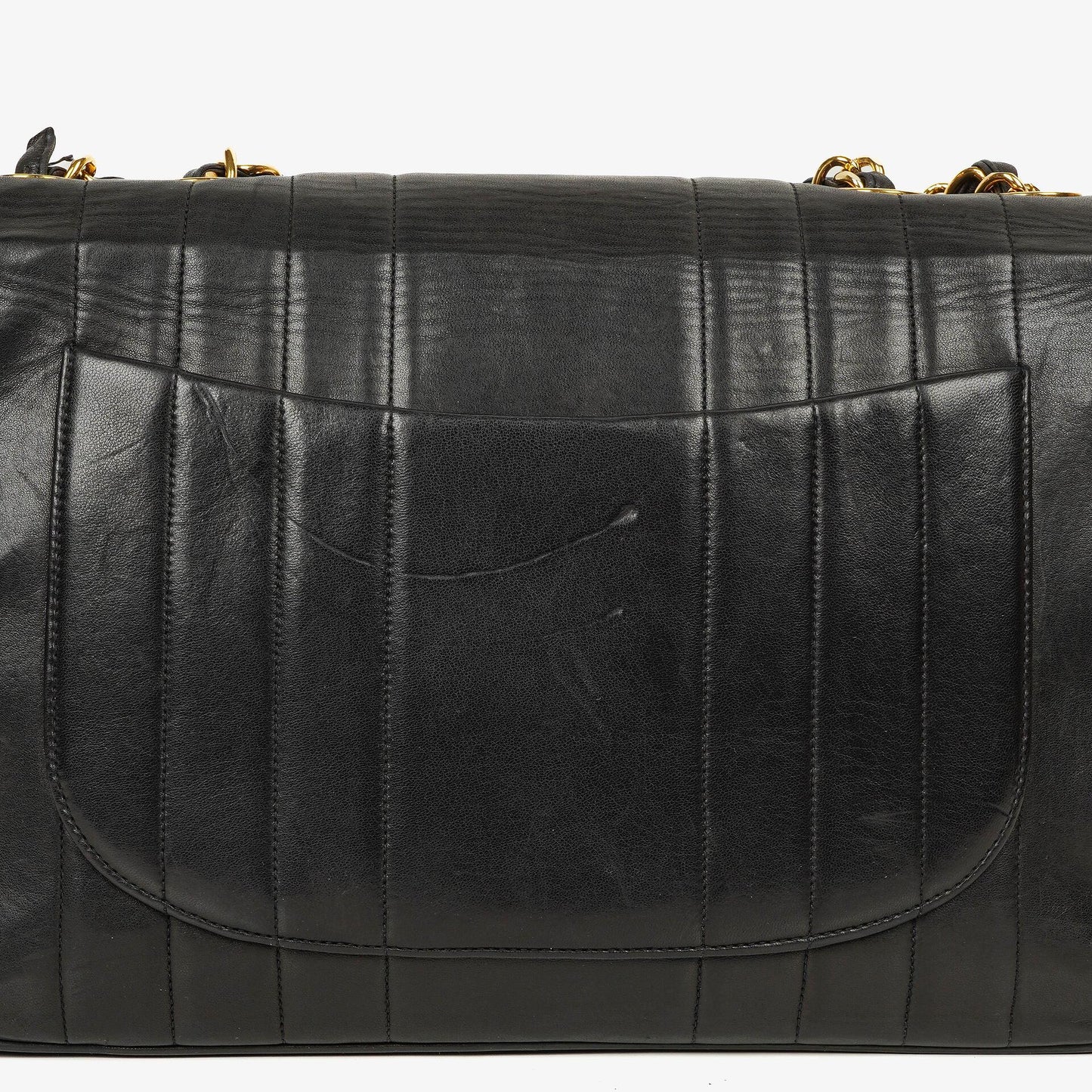 Chanel Jumbo CC Vertikal Tasche aus schwarzem gestepptem Lammleder mit 24K vergoldeten Beschlägen