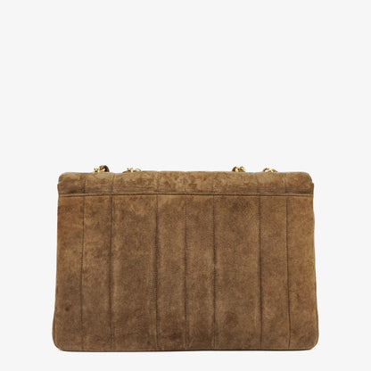 Chanel Jumbo CC Vertical Flap Bag aus gestepptem Wildleder mit 24K vergoldeter Hardware