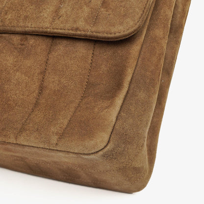Chanel Jumbo CC Vertical Flap Bag aus gestepptem Wildleder mit 24K vergoldeter Hardware