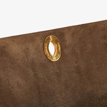Chanel Jumbo CC Vertical Flap Bag aus gestepptem Wildleder mit 24K vergoldeter Hardware