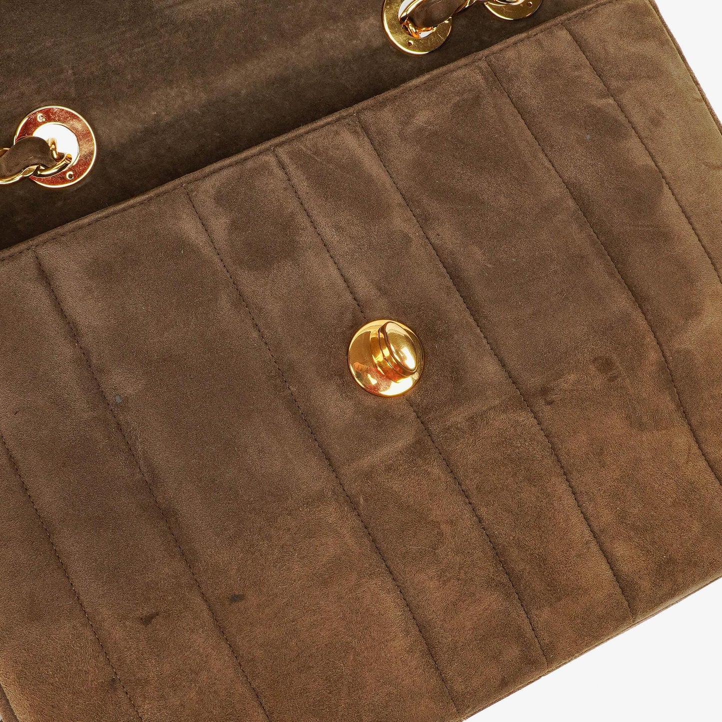Chanel Jumbo CC Vertical Flap Bag aus gestepptem Wildleder mit 24K vergoldeter Hardware