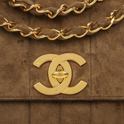 Chanel Jumbo CC Vertical Flap Bag aus gestepptem Wildleder mit 24K vergoldeter Hardware