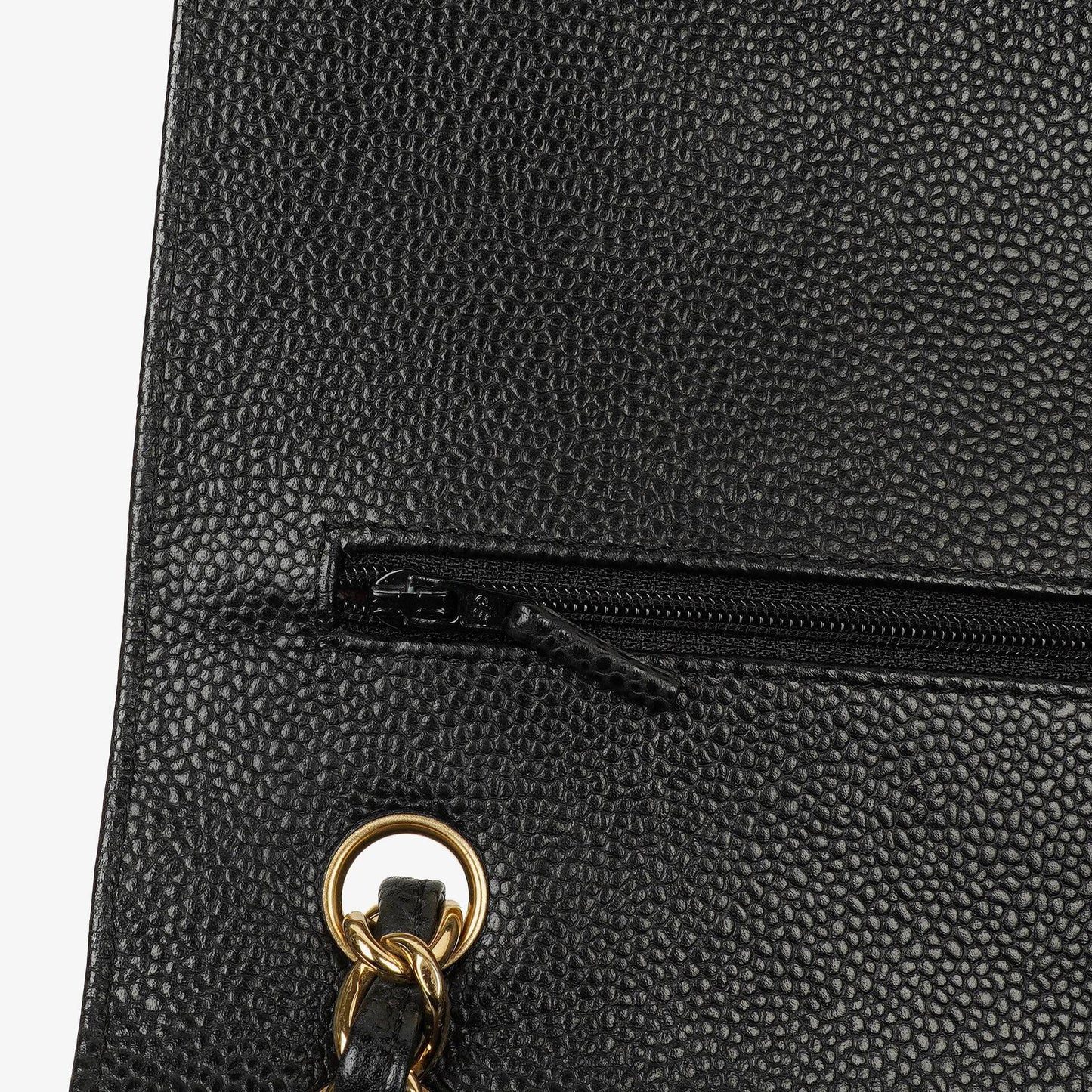Chanel Jumbo Classic Double Flap Tasche aus schwarzem gestepptem Kaviarleder mit goldfarbenen Beschlägen